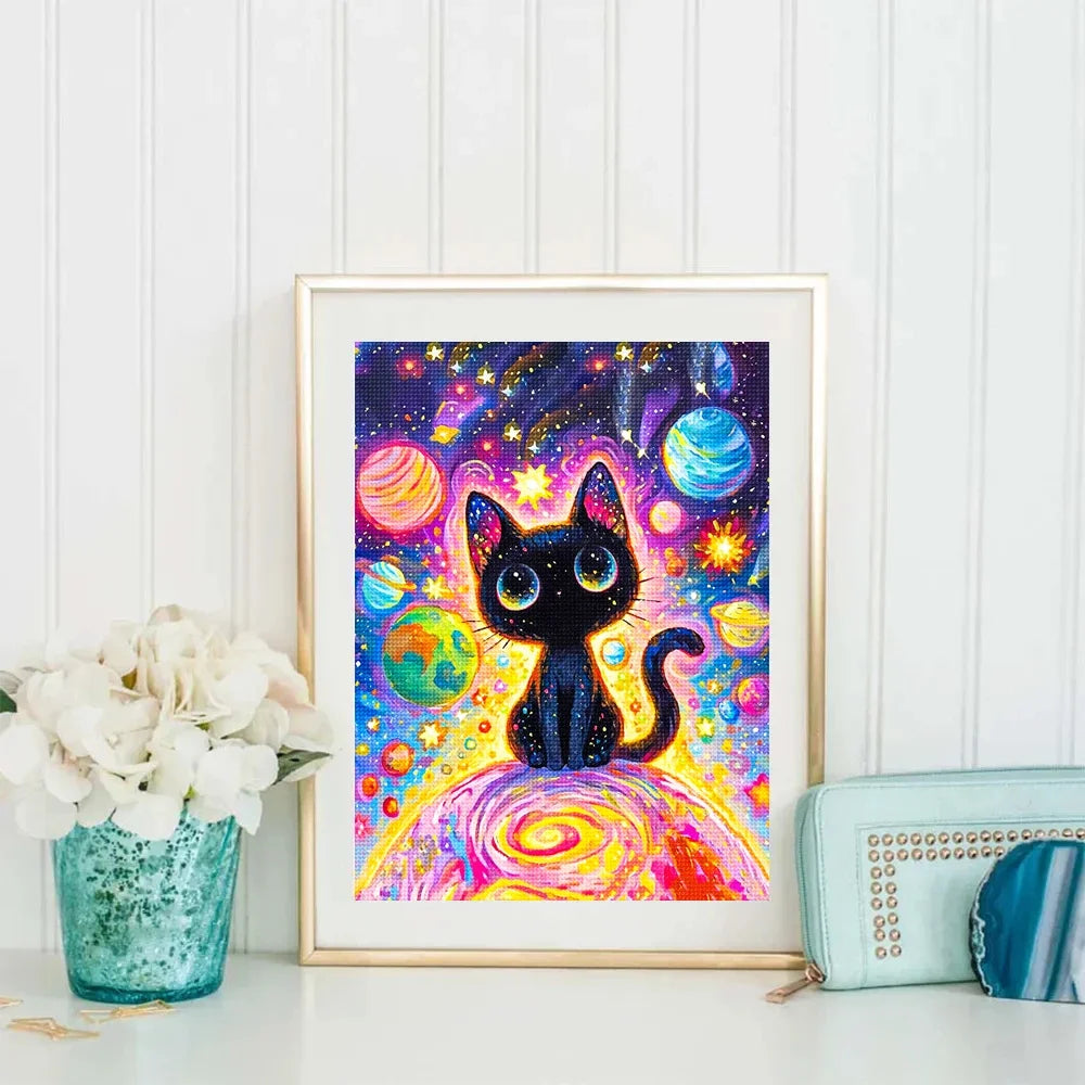 Diamond Paintings for Adult Beginner Anime Cat in Space