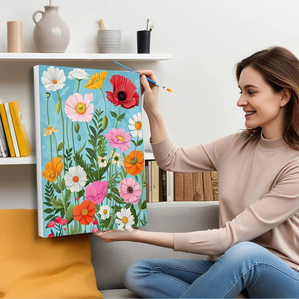 Painting by numbers colorful flowers