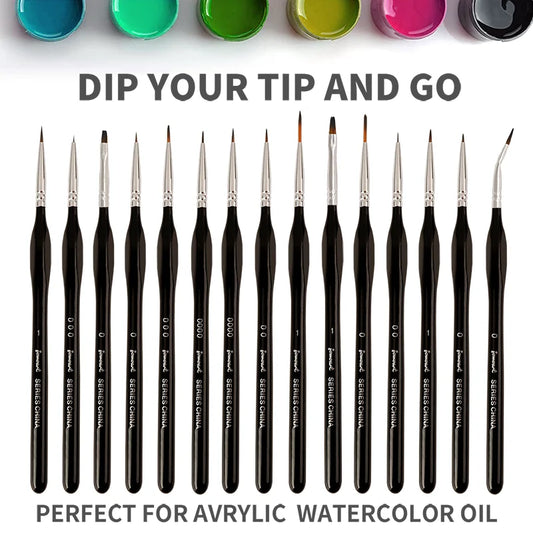 15 Fine Brushes for Watercolor, Oil Painting, Acrylic