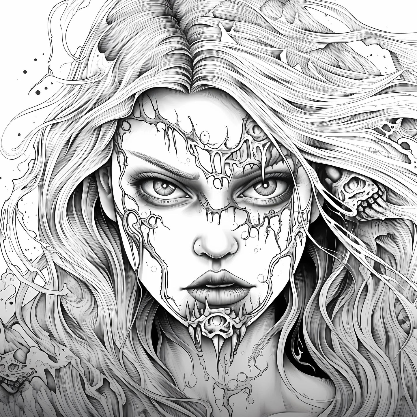 Livre de coloriage Skeleton Beauty, modèles uniques de crâne