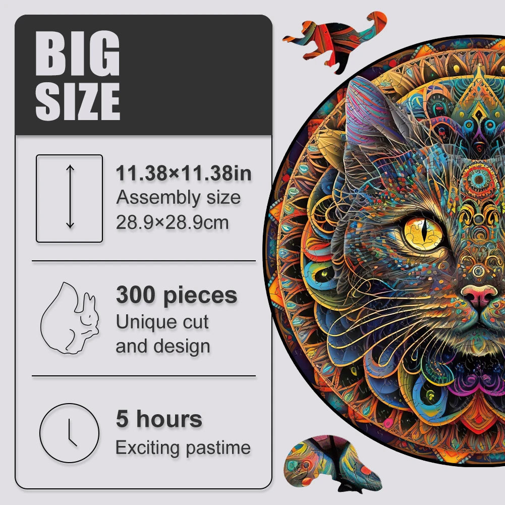 Mandala Cat Wooden Puzzle