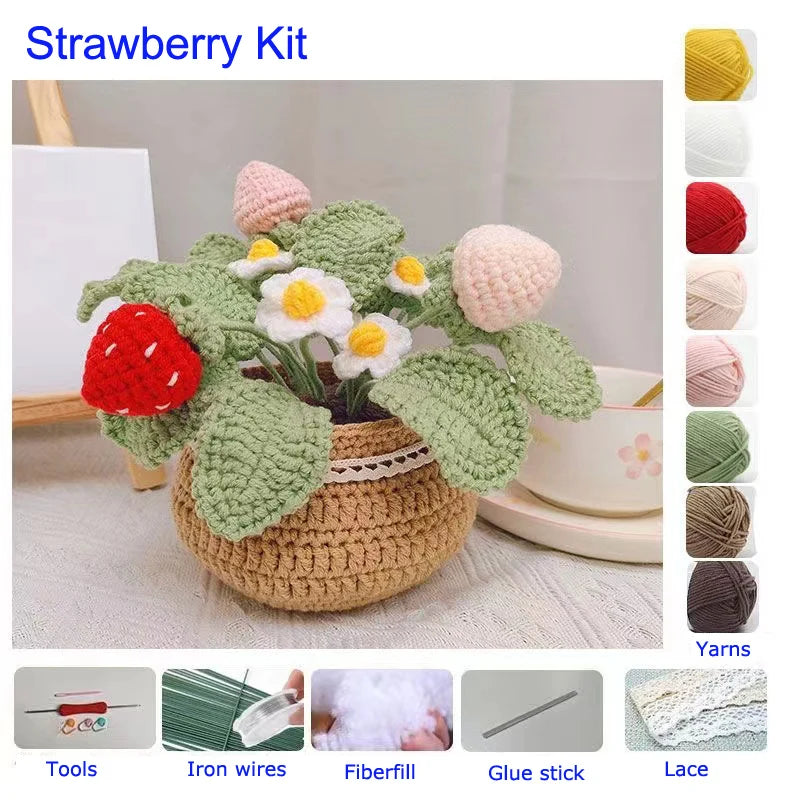 DIY Crochet Kit for Beginners Flowers: Tulip Daisy Sunflower Rose