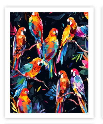 Painting by numbers Parrots