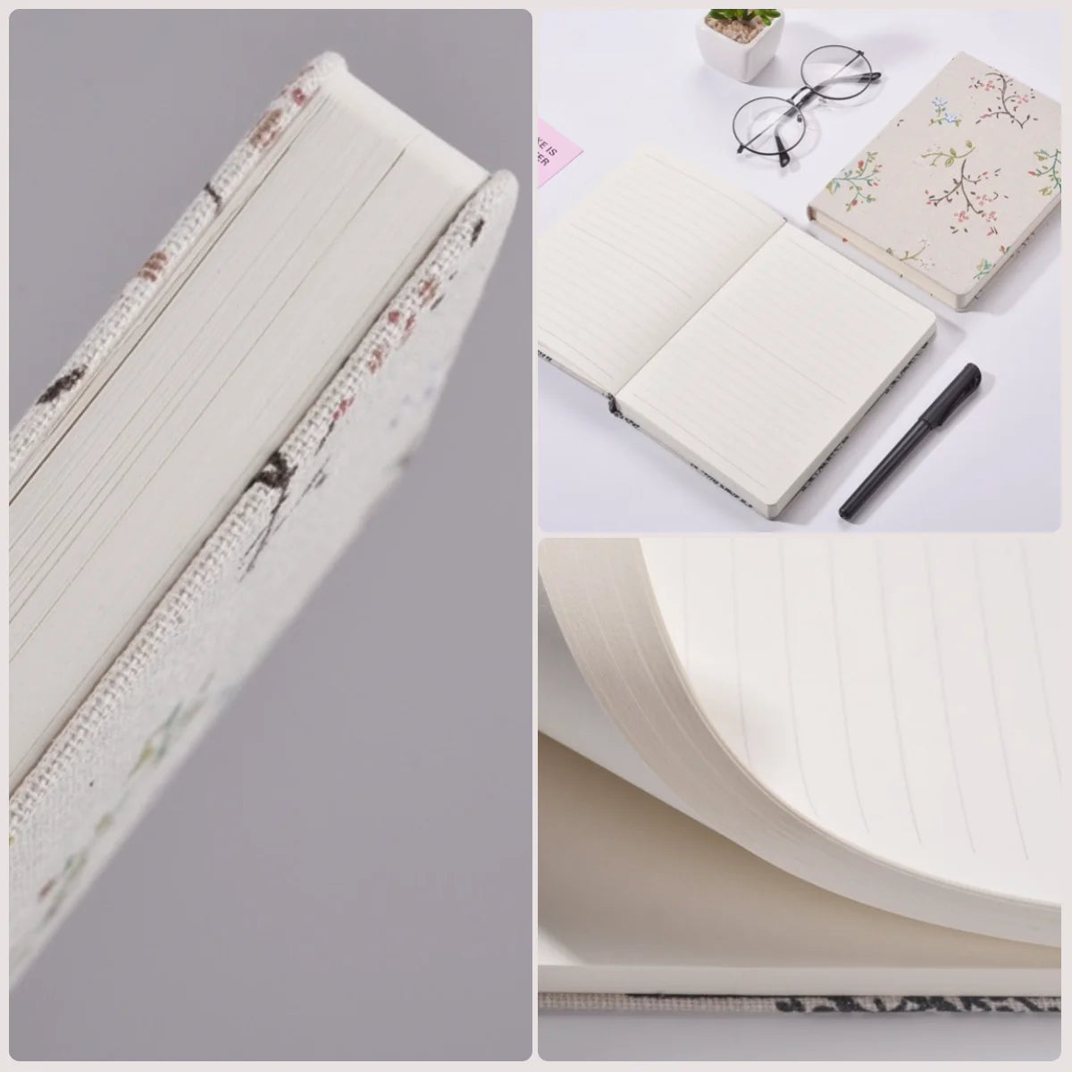 A6 or A5 notebooks, blank and lined sheets, hard cover