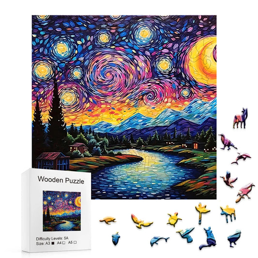 Puzzle en bois 3D Starry Space  Espace étoilé Adulte Décoration Murale Cadeau