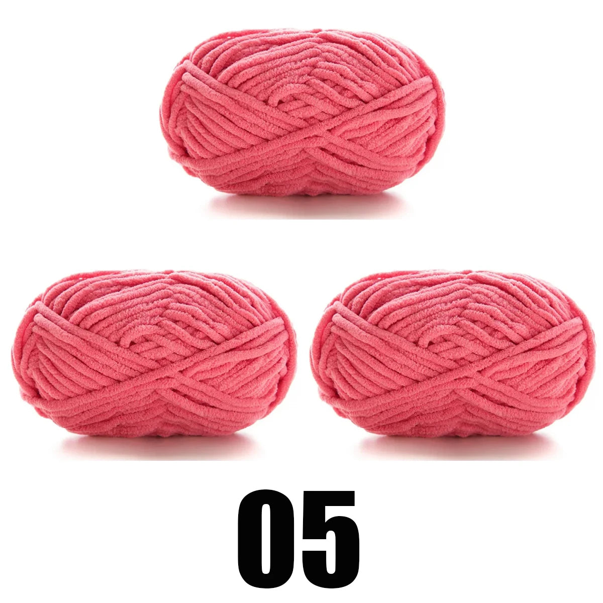 3 Pelotes de laine chenille épaisse et douce en velours 50gr x 3