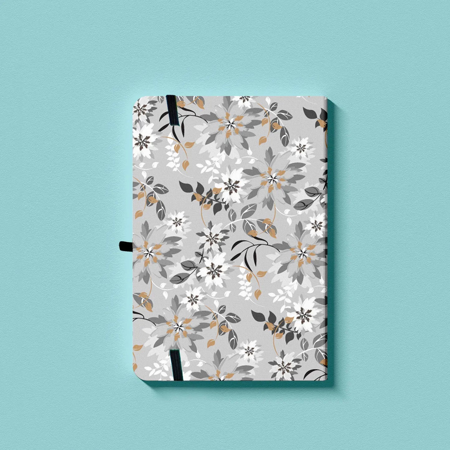 Cahier bullet journal feuilles pointillées A5 Fleurs grises