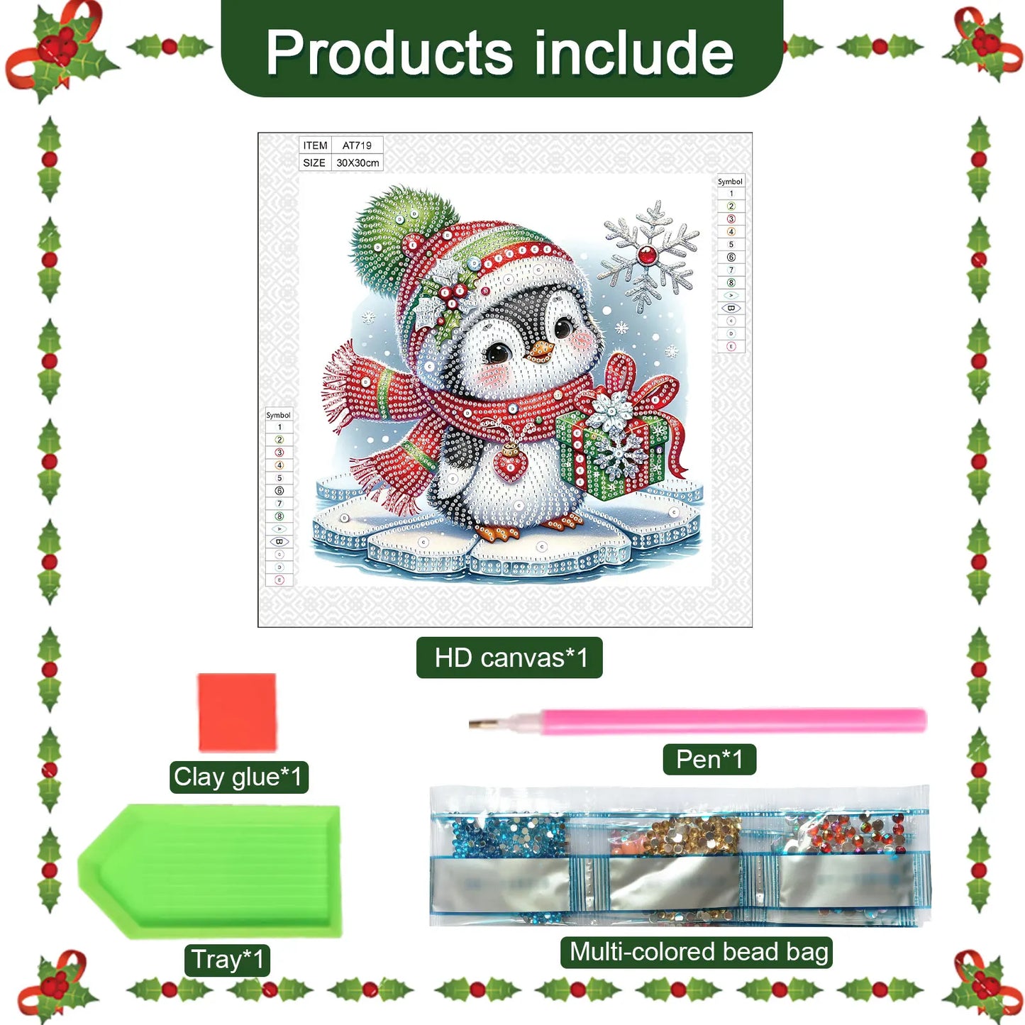 Kit de peinture à diamants pour adulte, pingouin mignon