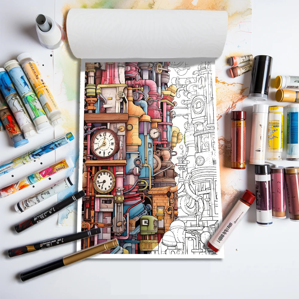 Livre de coloriage pour adolescent et adulte A4 100gsm Steampunk