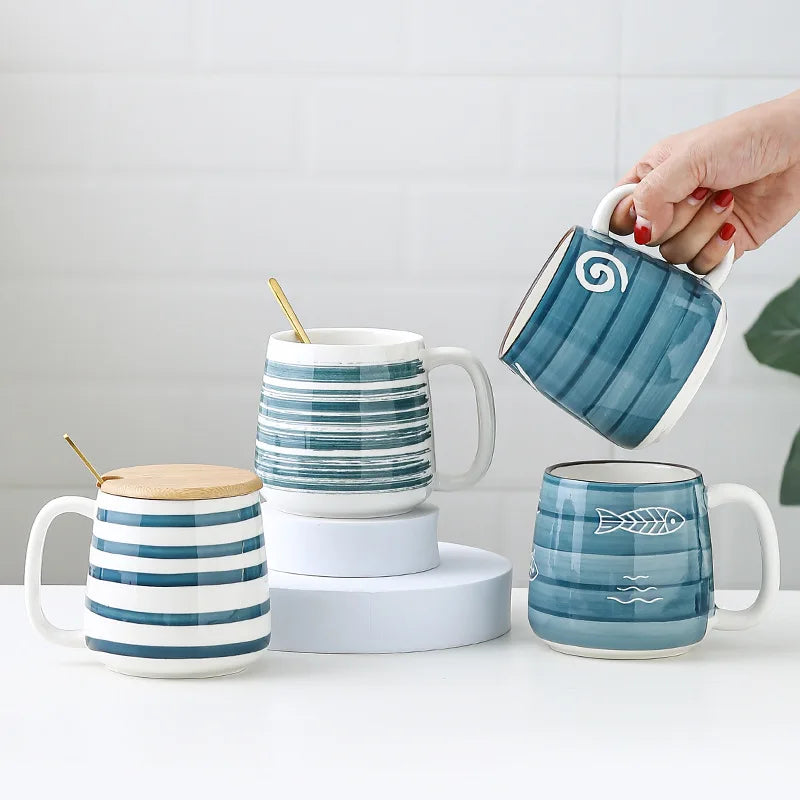 Tazas de cerámica de estilo japonés de 500 ml