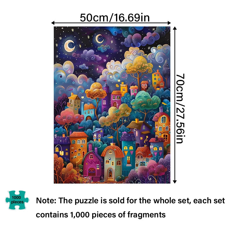 Puzzle 1000pcs pour adulte Maisons sous un ciel étoilé