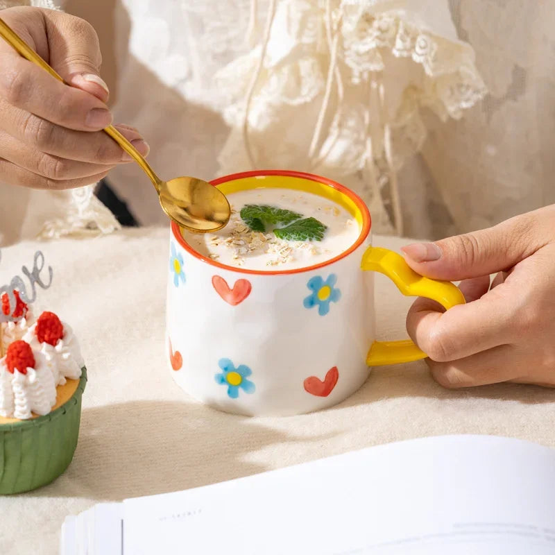 Jolie tasse en céramique faite main 300ml Petits cœurs d'amour