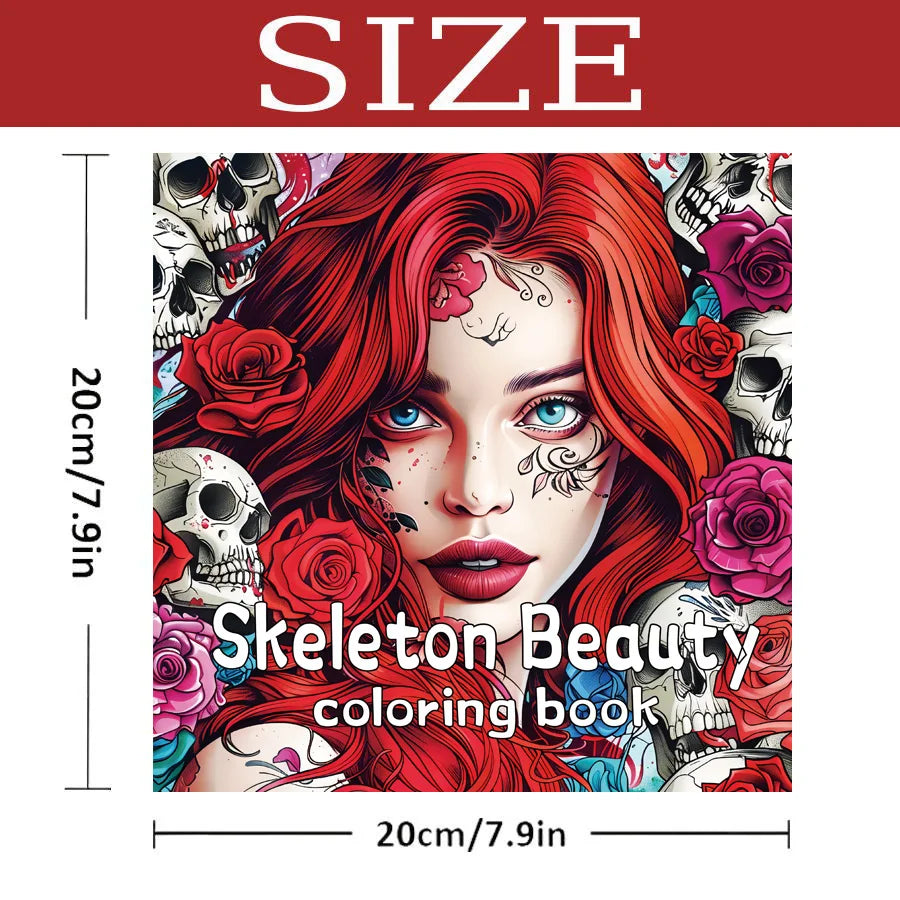 Livre de coloriage Skeleton Beauty, modèles uniques de crâne