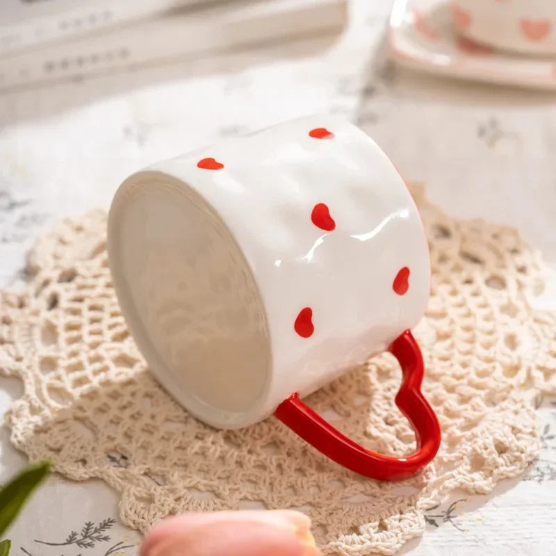 Jolie tasse en céramique faite main 300ml Petits cœurs d'amour