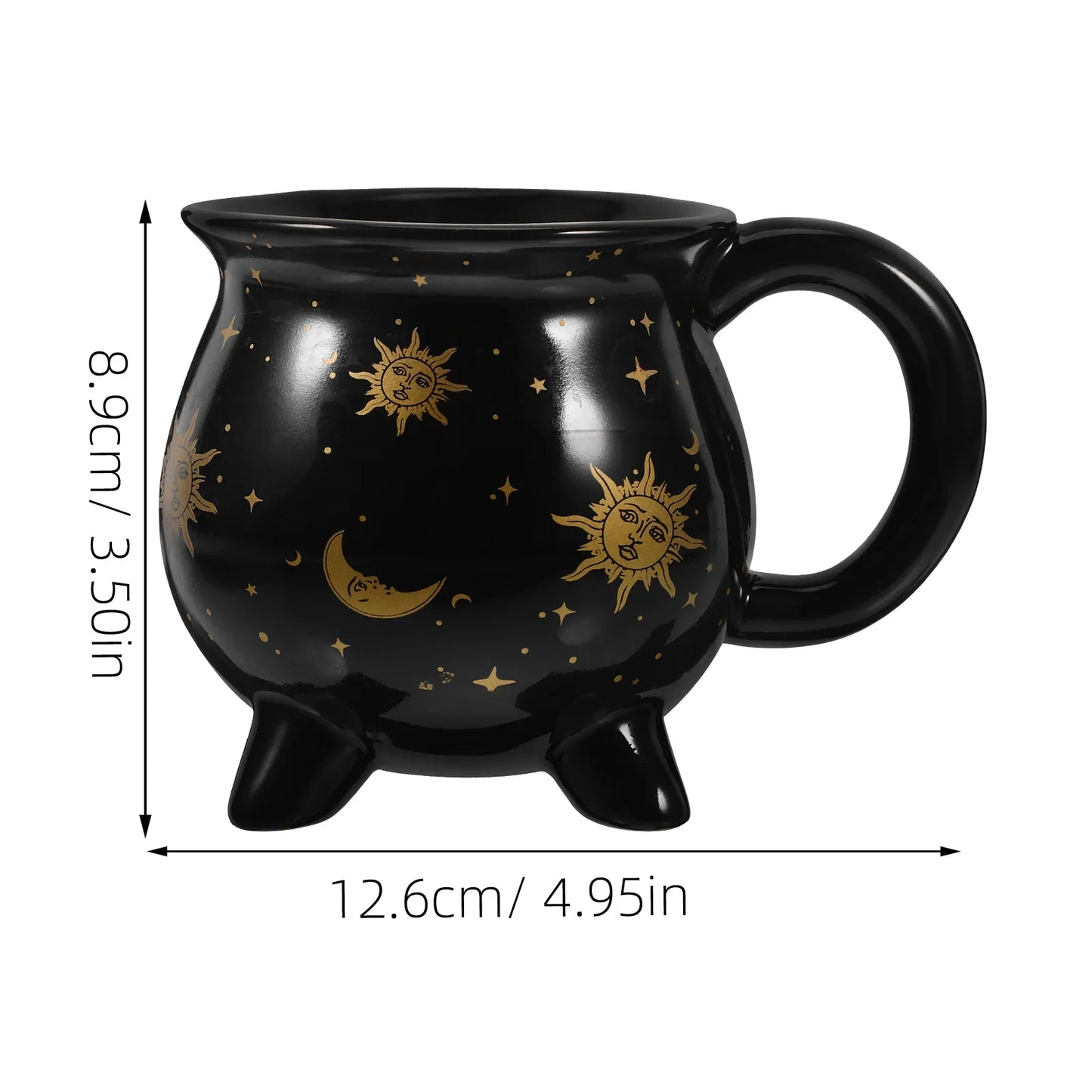 Tasse à café chaudron de sorcière en céramique noire