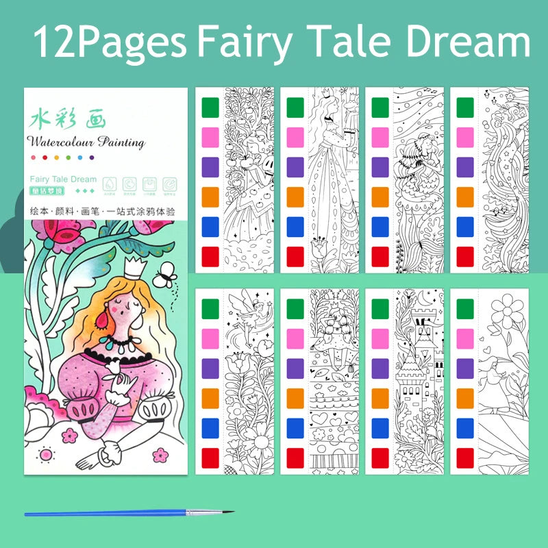 Books of 12 or 20 sheets of paper to paint with water paint for children