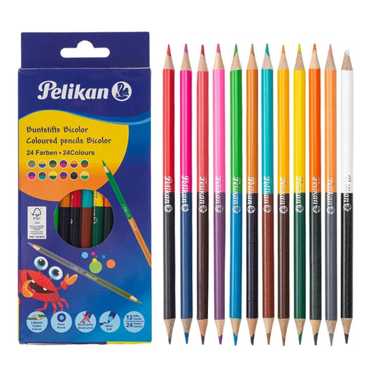 12 crayons de couleur à double pointe pour enfants 24 couleurs