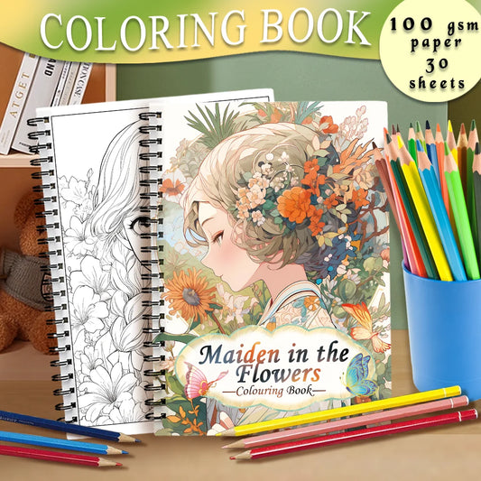 Maiden in the Flowers Coloring Book