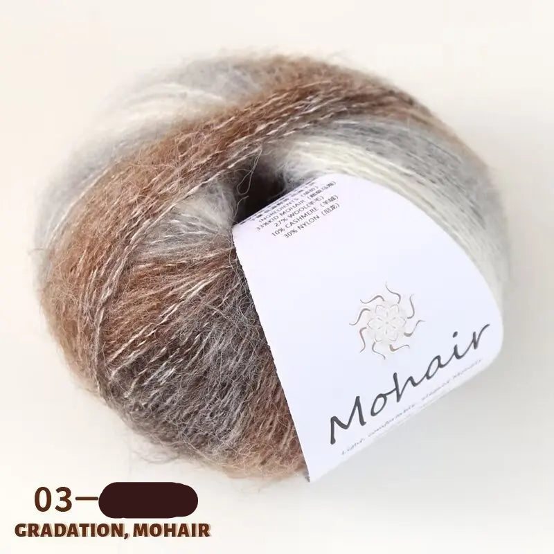 Ovillo de lana Mohair suave 25gr Degradado