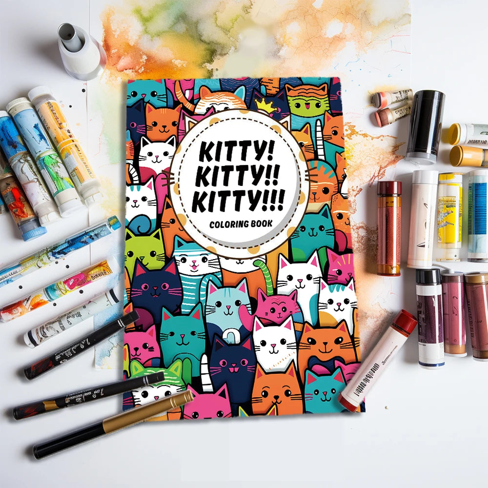 Libro para colorear de gatos, 25 diseños diferentes, 100 g/m²