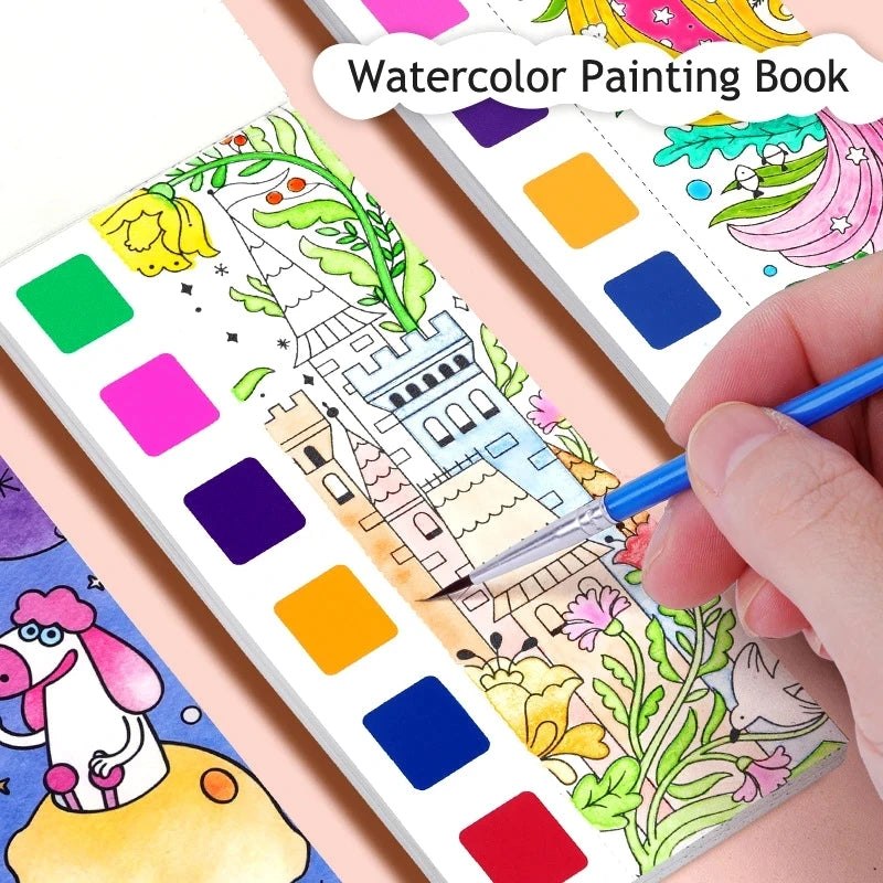 Books of 12 or 20 sheets of paper to paint with water paint for children