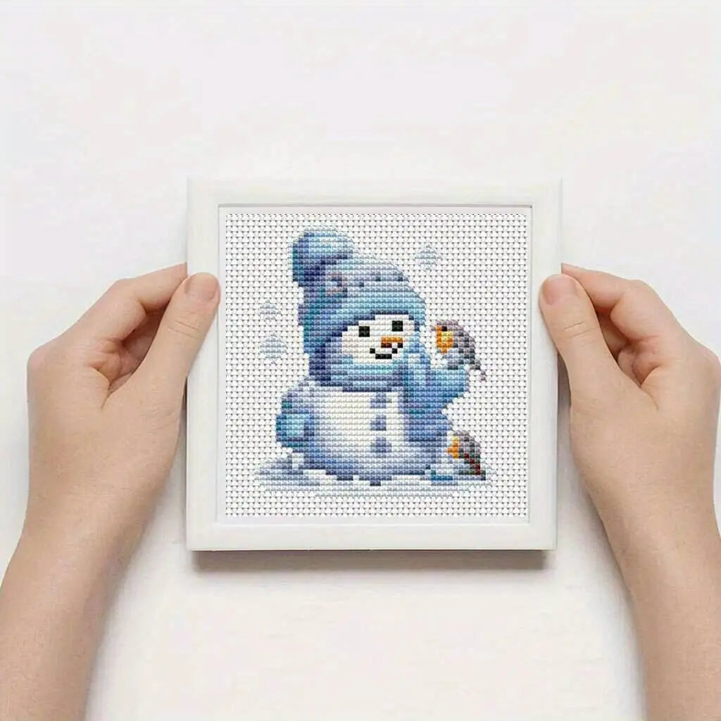 Kit de broderie en tissu imprimé bonhomme de neige, point de croix de noël, 11Ct,  8 pièces