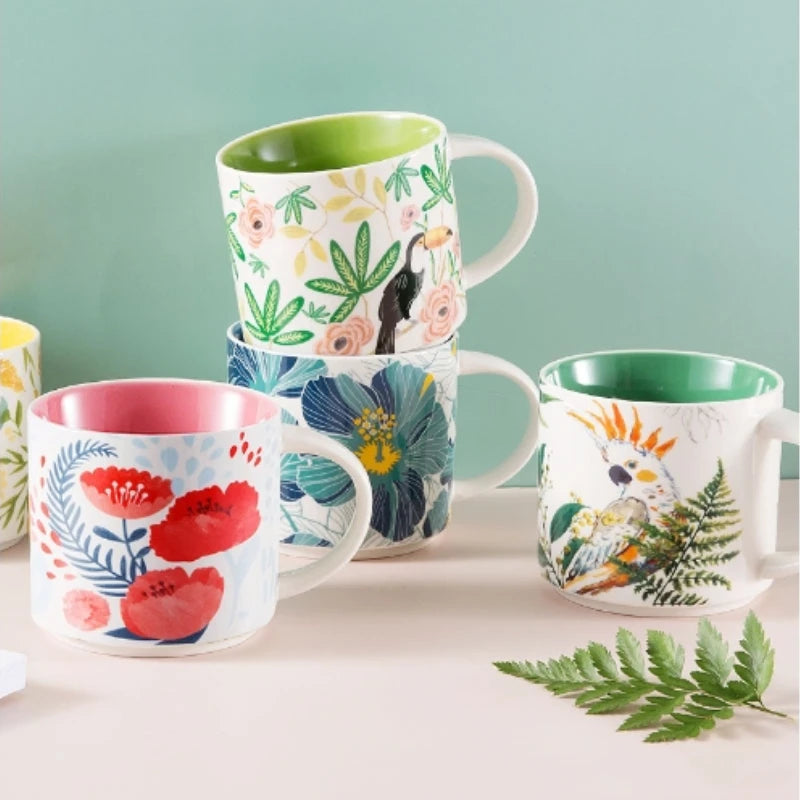 Tasse en céramique faite main 450ML fleurs