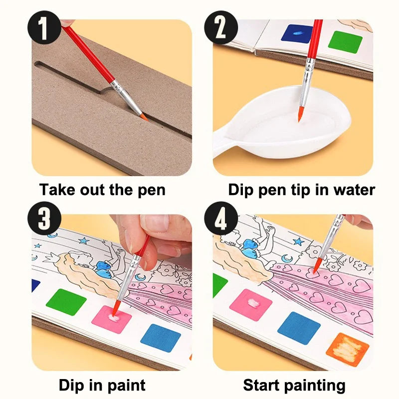 Books of 12 or 20 sheets of paper to paint with water paint for children