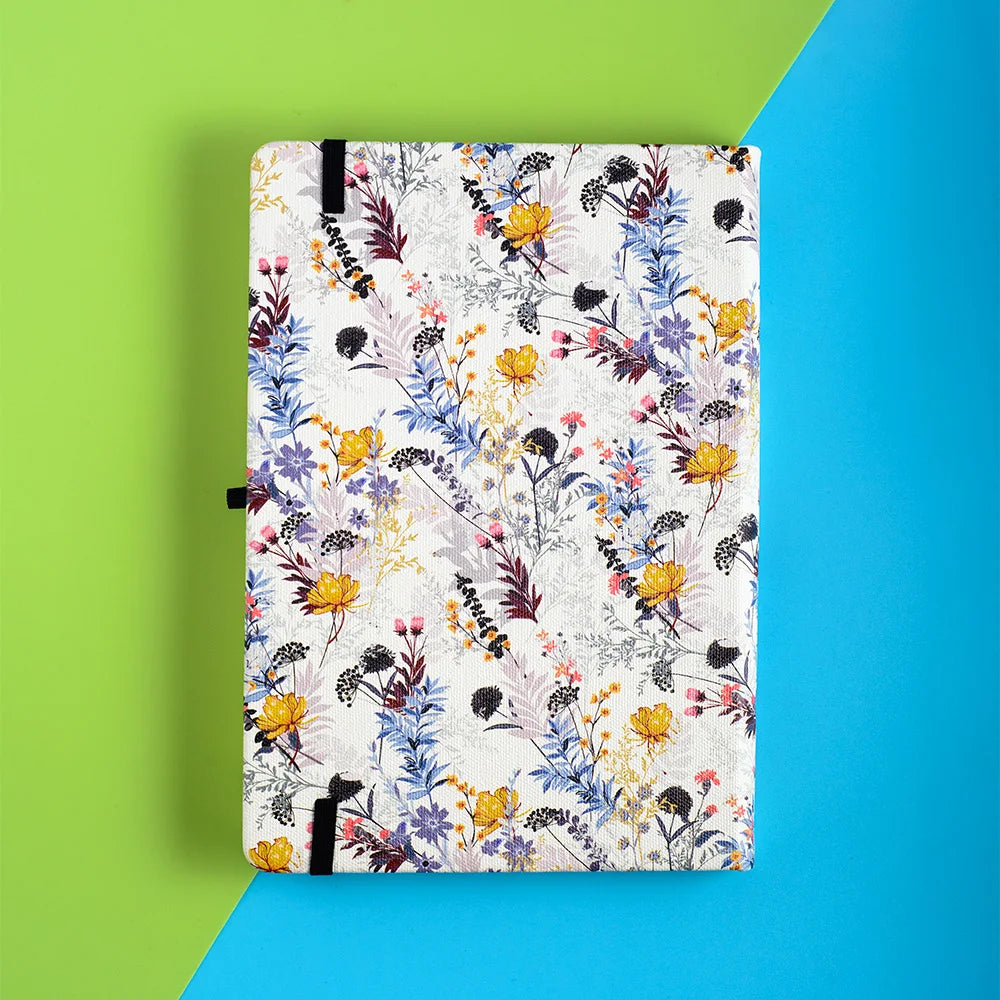 A5 Floral 160gsm Blank Sheet Notebook with Elastic