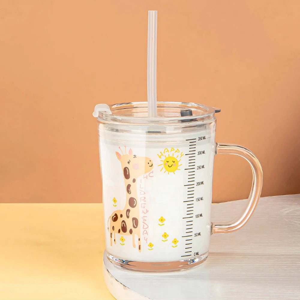 Vaso infantil de 350 ml con tapa y pajita