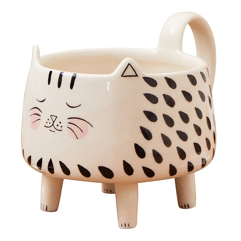Taza de cerámica con forma de gato con cuatro patas 350ml