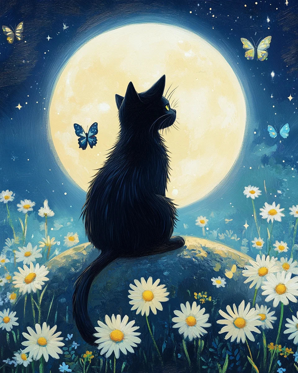 Pintura por números gato en flores