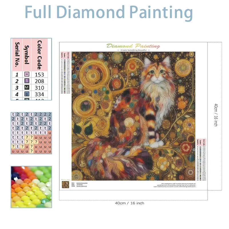 Peinture à diamants de chat à la Klimt