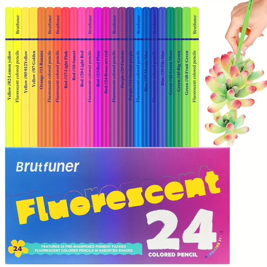 Brutfuner 24 crayons de couleur néon, fluorescente
