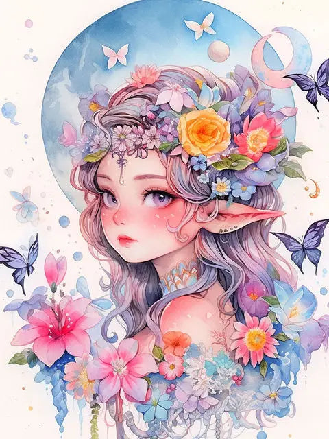 Peintures par numéros pour adultes jeunes filles Anime Elf