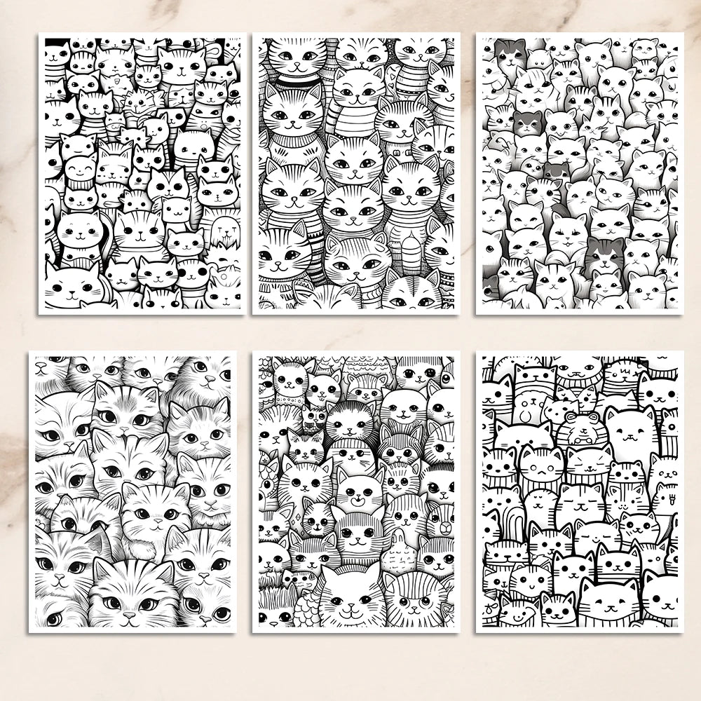 Cats Coloring Book 25 Different Designs 100gsm