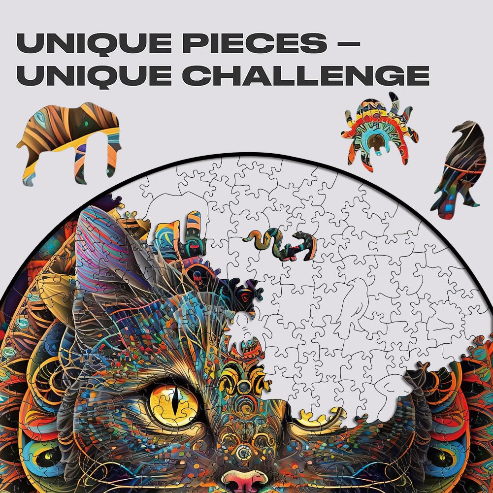 Puzzle en bois chat Mandala