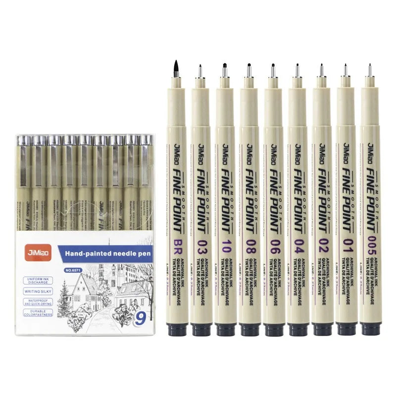 Ensemble de 6 / 9 ou 12pcs de stylos à croquis Stylos micron Art du Manga