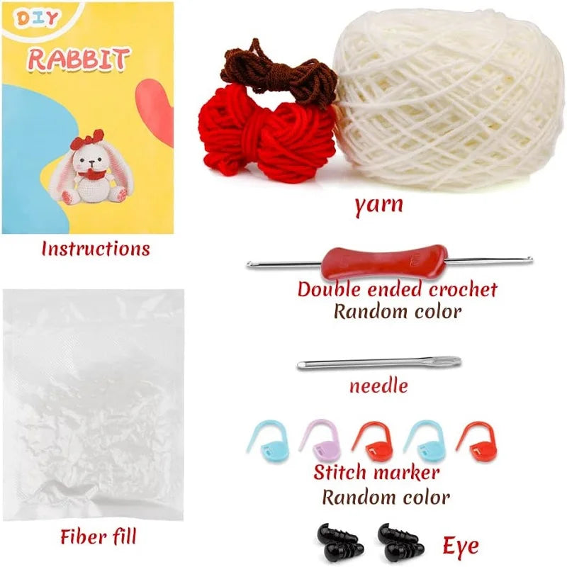 1 DIY crochet kit for beginners rabbit or penguin or llama