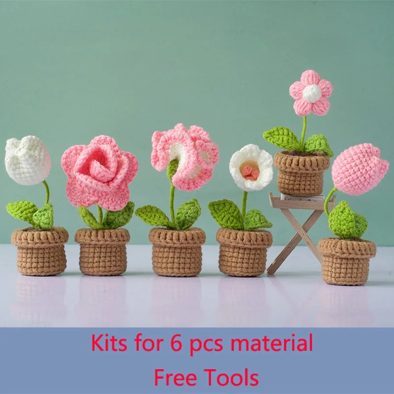 Kit de crochet para principiantes: tulipán, margarita, girasol y rosa