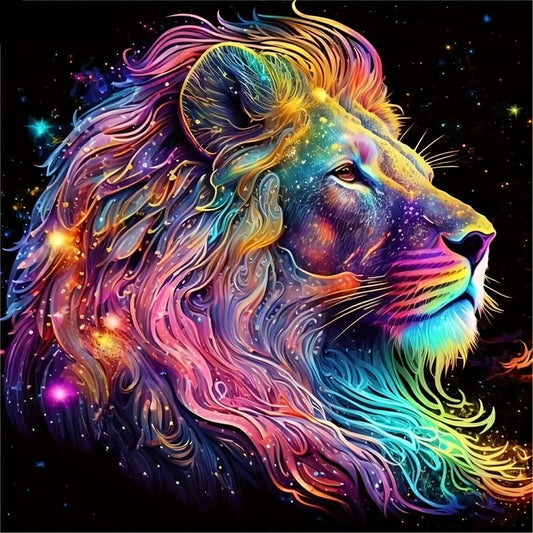 Peinture à diamants lion multicolore fantasy