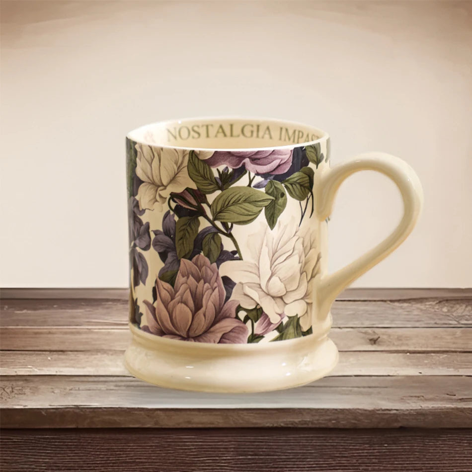 Tasse rétro en céramique 380ml Fleurs romantiques