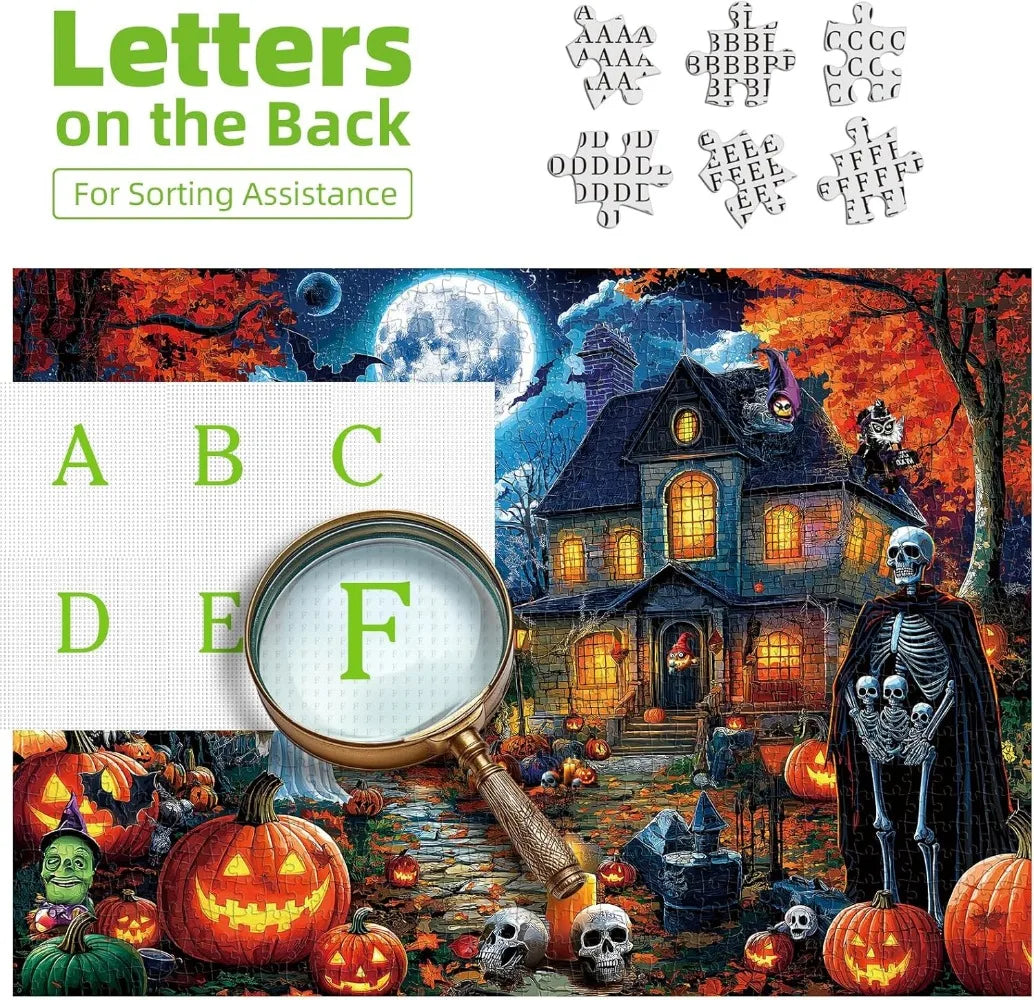 Puzzle nuit d'halloween pour adultes, 120/300/500/1000 pièces, scène de manoir hanté