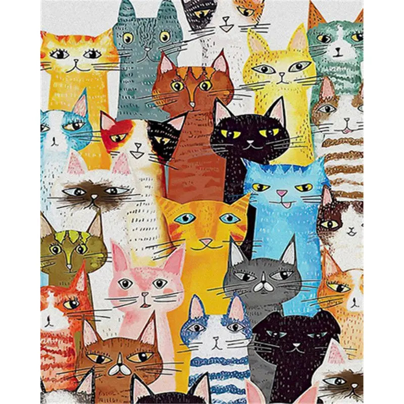 Peintures par numéros Groupe de chats