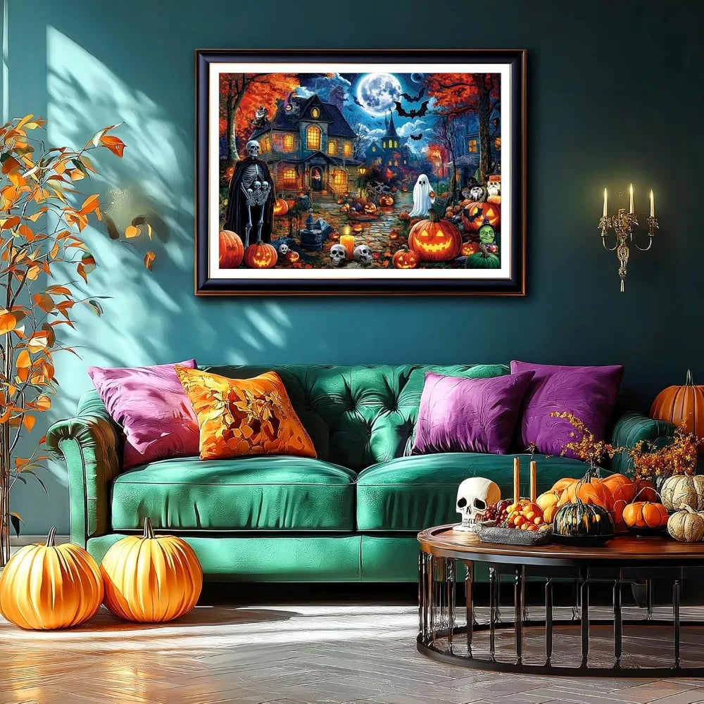 Puzzle nuit d'halloween pour adultes, 120/300/500/1000 pièces, scène de manoir hanté