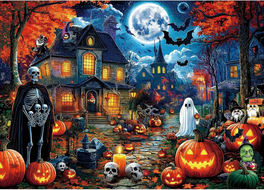 Puzzle nuit d'halloween pour adultes, 120/300/500/1000 pièces, scène de manoir hanté