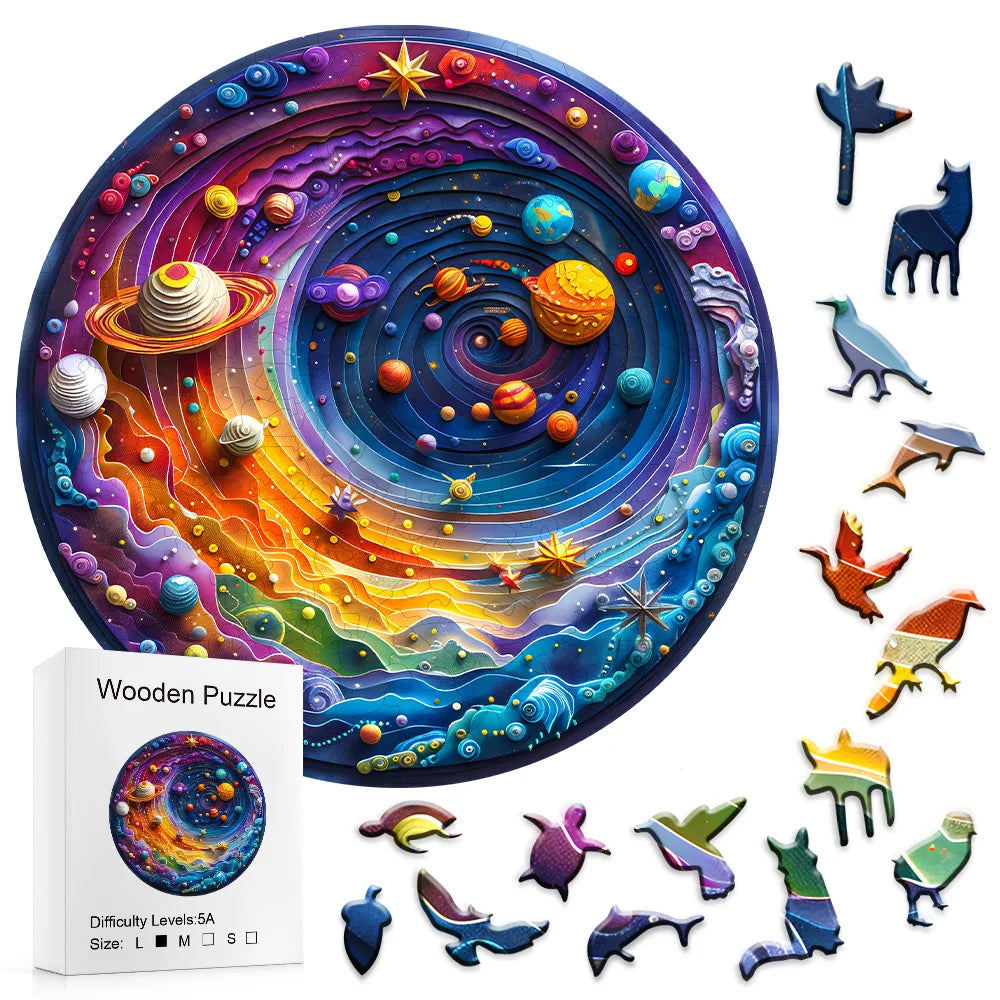 Puzzle de madera planetas espacio galaxia