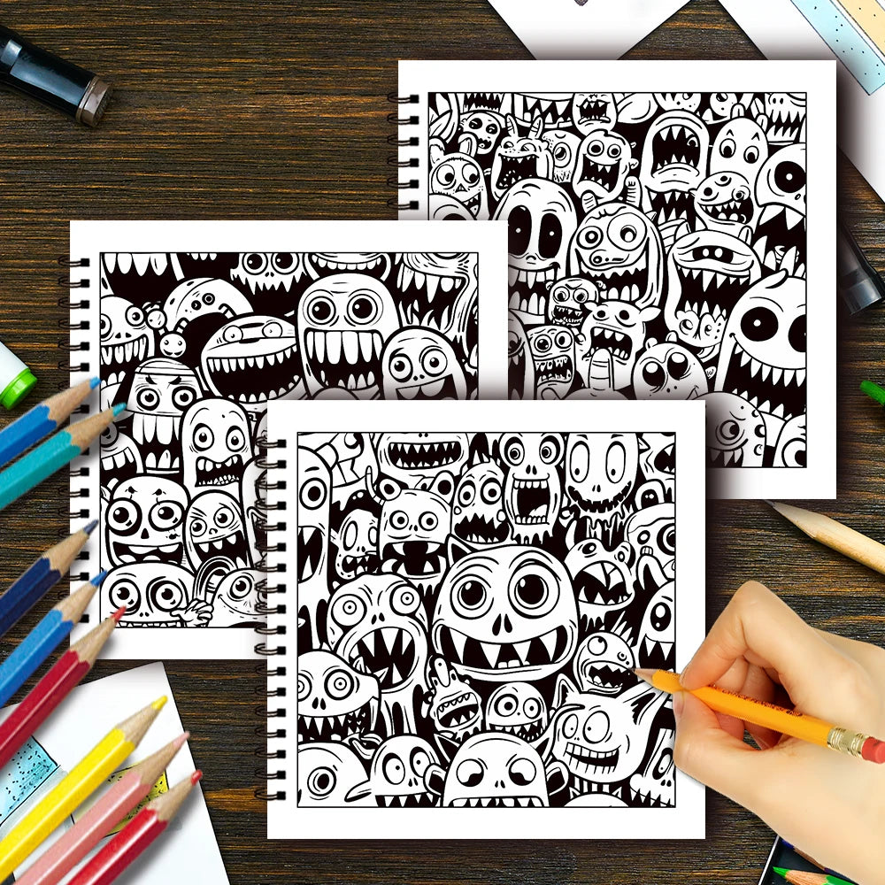 Livre de coloriage en spirale pour adultes Monstres