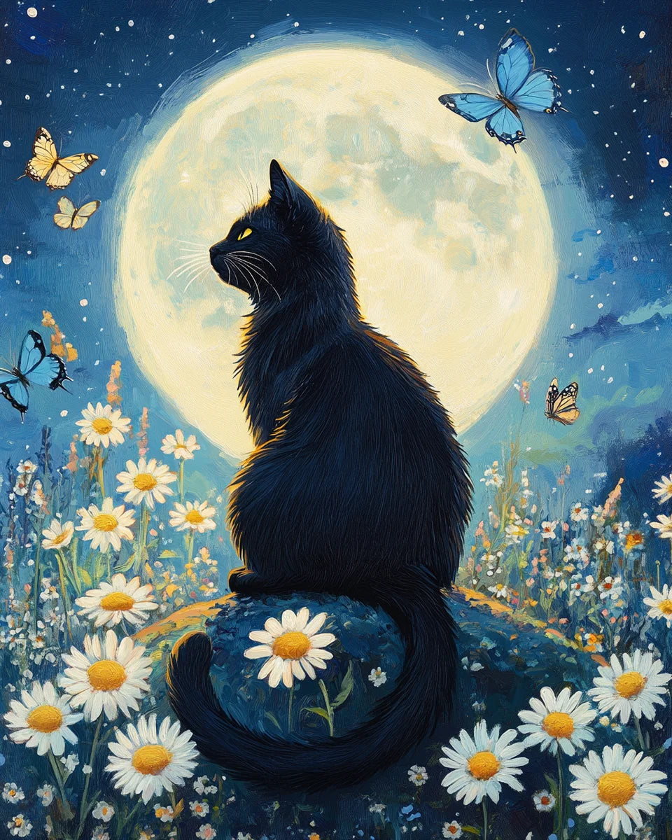 Pintura por números gato en flores