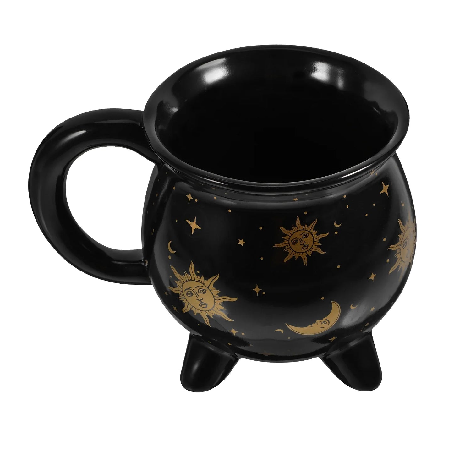 Tasse à café chaudron de sorcière en céramique noire